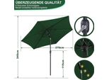 Ombrellone Karpal 2,7M-3,5M Con Led Ombrellone Solare Con Manovella UV40+ Ombrellone Da Esterno Terrazze, Verde, 2,7M