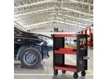 Carrello Di Servizio Arebos 3 Scomparti Rosso/Nero | Set Di Ganci Da 18 Pezzi | Carrello