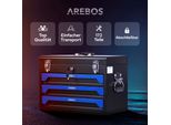 Valigetta Portautensili Arebos 172 Pezzi | Set Di Chiavi A Bussola | 3 Cassetti Blu/Nero