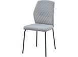 Sedia Da Pranzo Casadolce Natena, Set Di 4, Grigio Chiaro, 46,5X56X92 Cm, Imbottita, Schienale Ergonomico, Gambe In Metallo