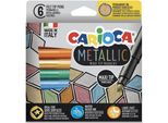Carioca 43161 Marcatore Metallico, Multicolore 6 Pz