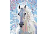 Zuty - Quadro A Diamante - Cavallo Bianco, 40X50 Cm, Senza Cornice E Senza Chiusura Della Tela
