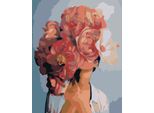 Zuty - Quadro Diamante - Donna Con Fiore Rosso, 40X50 Cm, Fuori Tela Su Telaio