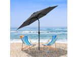 Ombrellone Jopassy Ø270Cm, Ombrellone Da Giardino, Pieghevole, Telo Con Rivestimento In Pa, Protezione Uv Fino A Upf 50+, Senza Supporto, Grigio