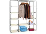 Armadio In Tessuto Fch, Armadio In Tessuto Non Tessuto, 5 Strati E 12 Scomparti Con 1 Barra Appendiabiti, 150×45×175 Cm, Beige