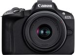 Canon Eos R50, Nero + Kit RF-S 18-45Mm F4.5-6.3 Is Stm, 24,2 Mp, 6000 X 4000 Pixel, Cmos, 4K Ultra Hd, Touchscreen, Nero