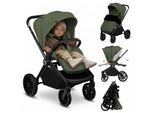 Lionelo Mika Plus Passeggino Universale Fino A 22 Kg Elevata Manovrabilità Cappottina Xxl Con UPF50+ Verde Oliva