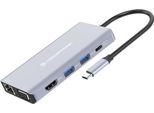 Conceptronic DONN20G Conceptronic 10-1 Dock USB-C->HDMI, USB3.0, Vga, + 25Cm Gr