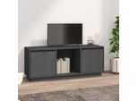 The Living Store Mobile Tv Grigio 110,5X35X44 Cm In Legno Di Pino Massiccio