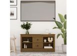 The Living Store Mobile Tv Marrone Miele 103X36,5X52 Cm In Legno Di Pino Massiccio