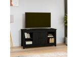 The Living Store Mobile Tv Nero 103X36,5X52 Cm In Legno Di Pino Massiccio