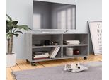 The Living Store Mobile Tv Con Rotelle Grigio Sonoma 90X35X35 Cm Materiale In Legno