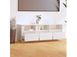 The Living Store Mobile Tv Bianco 140X37X50 Cm In Legno Di Pino Massiccio
