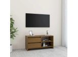 The Living Store Mobile Tv Marrone Miele 80X31X39 Cm In Legno Di Pino Massello