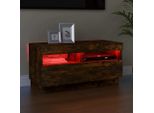 The Living Store Mobile Tv Con Luci Led Rovere Fumé 80X35X40 Cm