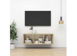 The Living Store Parete Tv Rovere Sonoma 37X37X107 Cm Materiale Legno