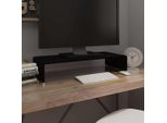 The Living Store Tavolo Tv/Alzata Schermo In Vetro Nero 70X30X13 Cm