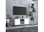The Living Store Mobile Tv Con Gambe In Metallo Bianco 103,5X35X50 Cm