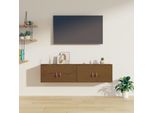 The Living Store Armadi A Muro 2 Pz. Marrone Miele 60X30X30 Cm In Legno Massiccio Di Pino