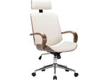 The Living Store Sedia Da Ufficio Girevole Con Poggiatesta In Ecopelle Crema Bentwood