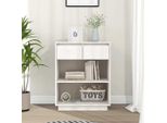 The Living Store Mobile Laterale Bianco 60X34X75 Cm In Legno Di Pino Massiccio