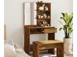 The Living Store Comodino Con Specchio In Rovere Fumé 74,5X40X141 Cm