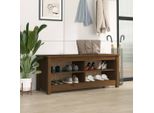 The Living Store Panca Per Scarpe Marrone Miele 110X38X45,5 Cm In Legno Di Pino Massiccio