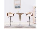 The Living Store Sgabello Da Bar 2 Pz. Legno Curvo Crema E Similcuoio