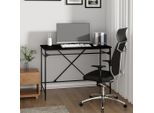 The Living Store Scrivania Nera 100X50X75 Cm Materiale A Base Di Legno E Ferro