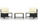 The Living Store Set Di Divani Da Giardino A 3 Pezzi Con Cuscini In Poly Rattan Nero