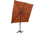 Ombrellone The Living Store Con Asta In Alluminio A 4 Strati In Terracotta 250X250Cm