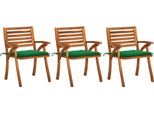 The Living Store Sedie Da Pranzo Da Giardino Con Cuscini 3 Pz. Legno Massiccio Di Acacia