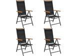 The Living Store Sedie Da Giardino Pieghevoli 4 Pz. Alluminio E Textilene Nero
