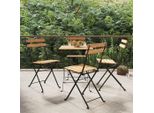 The Living Store Sedie Da Bistrot 4 Pz. Pieghevoli In Teak Massiccio E Acciaio