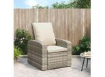 The Living Store Poltrona Da Giardino Regolabile Con Cuscino In Poly Rattan Marrone Chiaro