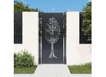 The Living Store Cancello Da Giardino Antracite 105X205 Cm In Acciaio Design Ad Albero