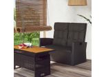 The Living Store Panca Da Giardino Con Funzione Reclinabile E Cuscini Nero 118Cm Poly Rattan