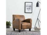 The Living Store Poltrona Pelle Finta Marrone Effetto Scamosciato