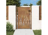 The Living Store Cancello Da Giardino 105X155 Cm In Acciaio Corten Grass Design