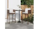 The Living Store Sgabello Da Bar 2 Pezzi Con Cuscino Brown Poly Rattan