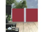 The Living Store Tenda Laterale Estensibile Rossa 120 X 600 Cm