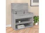 The Living Store Panca Per Scarpe Grey Sonoma 60X30X45 Cm Materiale A Base Di Legno