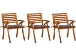 The Living Store Sedie Da Pranzo Da Giardino Con Cuscini 3 Pz. Legno Massiccio Di Acacia