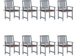 The Living Store Sedie Da Giardino Con Cuscini 8 Pz. Legno Massiccio Grigio Acacia
