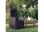 The Living Store Sdraio Da Giardino Con Cuscino In Poly Rattan Nero