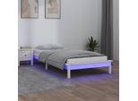 The Living Store Letto In Legno Massiccio Con Led Bianchi 90X190 Cm