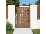 The Living Store Cancello Da Giardino 105X130 Cm In Acciaio Corten Design In Bambù