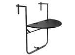 Tolletour Tavolo Pensile Da Balcone Pieghevole, Tavolo Da Balcone Da Appendere, Tavolo Pensile Per Ringhiera Del Balcone Con 3 Altezze Regolabili, Piano D'appoggio 60X40 Cm, In Look Rattan, Nero