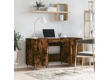 The Living Store Scrivania In Rovere Fumé 140X50X75 Cm Materiale In Legno