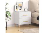 The Living Store Comodino Bianco 40X35X47,5 Cm In Materiale Ligneo